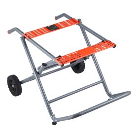 Portable Table Saw Stand, 350 lbs Load Capacity, Rolling Foldable Table Saw Table with 8 Inches Rubber Wheels, Heavy Duty Construction, Easy Stor