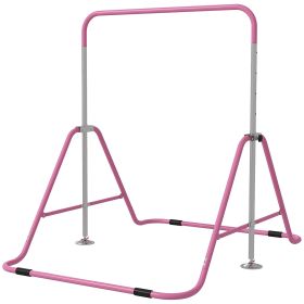 Kids Folding Gymnastics Bar, Adjustable Height, Bubble Gum Pink