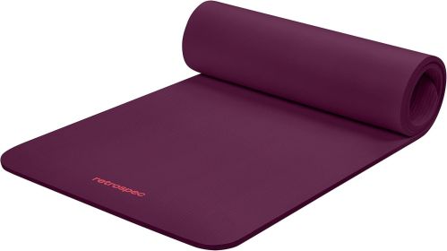 Retrospec Solana Yoga Mat Thick 1/2in Non-Slip Workout Mat with Nylon Strap - 72x24in Exercise Mat for Pilates, Stretching & Fitness - BPA Free