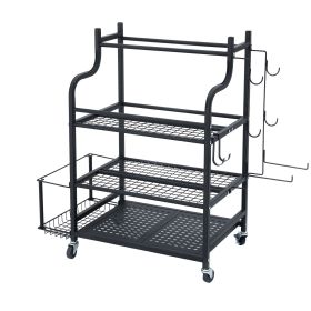 Yoga Mat Storage Rack, Home Gym Workout Equipment Organizer, Powder Coated Finish Steel Yoga Mat Holder with Hooks & Wheels, Weight Rack for Dumb