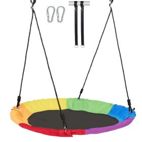 Tree Swing, 40 Inch Saucer Swing, 750lbs Weight Capacity, 900D Oxford Fabric Swing Seat with 2 Tree Hanging Straps and Adjustable Multi-Strand Ro