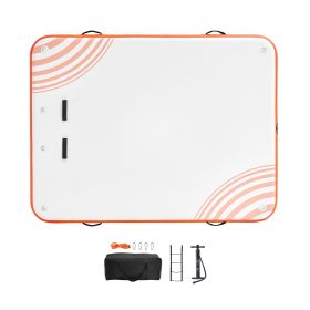 Inflatable Floating Dock, 10 x 8FT Inflatable Dock Platform, Non-Slip Water Floating Dock Mat with Detachable Ladder & Portable Carrying Bag