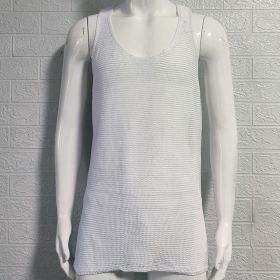 Men's Summer Loose Sleeveless Knitted Vest (Option: White-M)