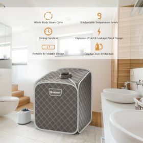 2L Portable Folding Steam Sauna Spa (Color: Gray)