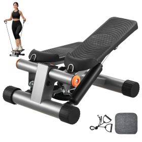 Stair Stepper, Mini Stepper for Exercise at Home, Hydraulic Fitness Stepper with Resistance Bands, Full Body Workout Cardio Equipment (Stride Adjustable or Not: Yes, Motion Mode: Up and Down Motion)