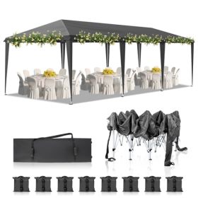 10x30ft Outdoor Pop Up Canopy, Portable Instant Canopy Tent For Outdoor Events Party Wedding Birthday Graduation, Dark Grey (Option: Defaulttitle)